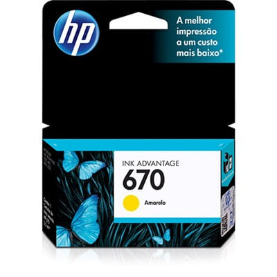 Cartucho de Tinta HP 670 Amarelo CZ116AB