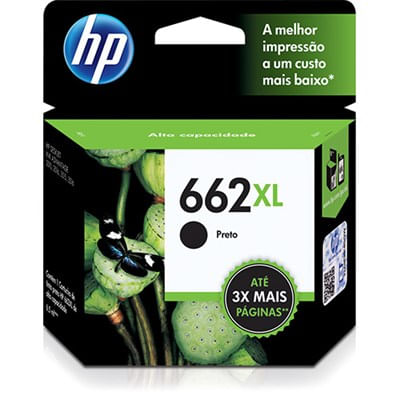Cartucho de Tinta HP 662XL Preto CZ105AB