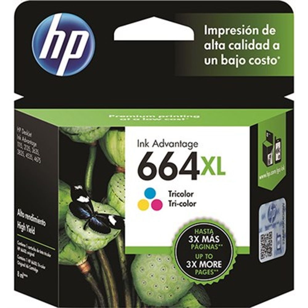 Cartucho de Tinta HP 664XL Tricolor F6V30AB Cartucho de Tinta HP 664XL Tricolor F6V30AB