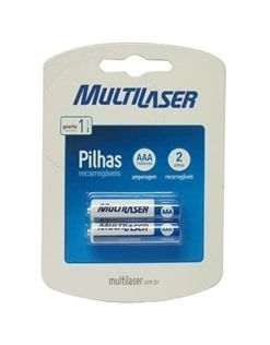 Pilha Multilaser Recarregável AAA com 2 Unidades 1000mAh CB051 CB051