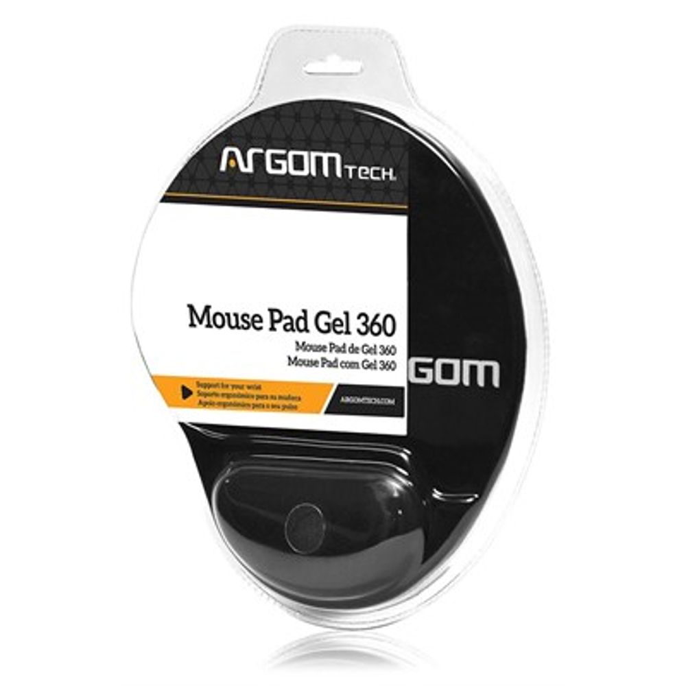 Mouse Pad Argom Gel 360 com Apoio de Pulso ARG-AC-1222 Preto Mouse Pad Argom Gel 360 com Apoio de Pulso ARG-AC-1222 Preto