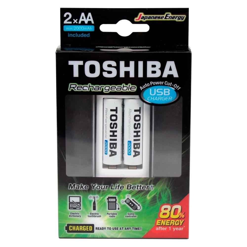 Carregador de Pilhas USB AA/AAA com 2 AA 73204 - Toshiba