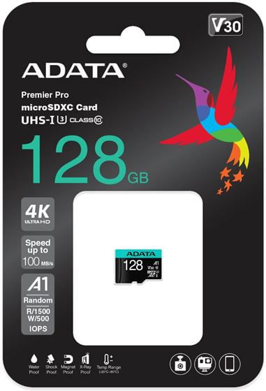 Cartao de Memoria Micro SDXC 128GB Classe 10 V30S AUSDX128GUI3V30SA2-RA1 - Adata