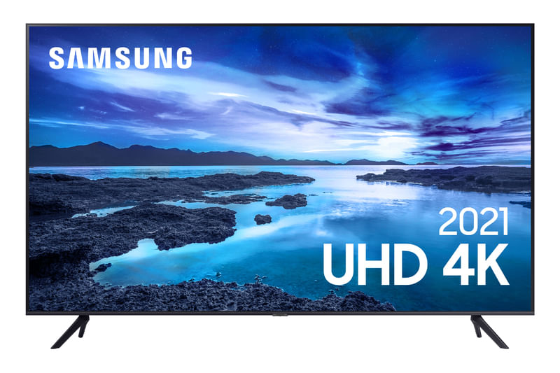 Smart 55" TV UHD 4K 55AU7700, Processador Crystal 4K, Tela sem limites, Visual Livre de Cabos, Alexa built in, Controle Unico UN55AU7700GXZD - Samsung