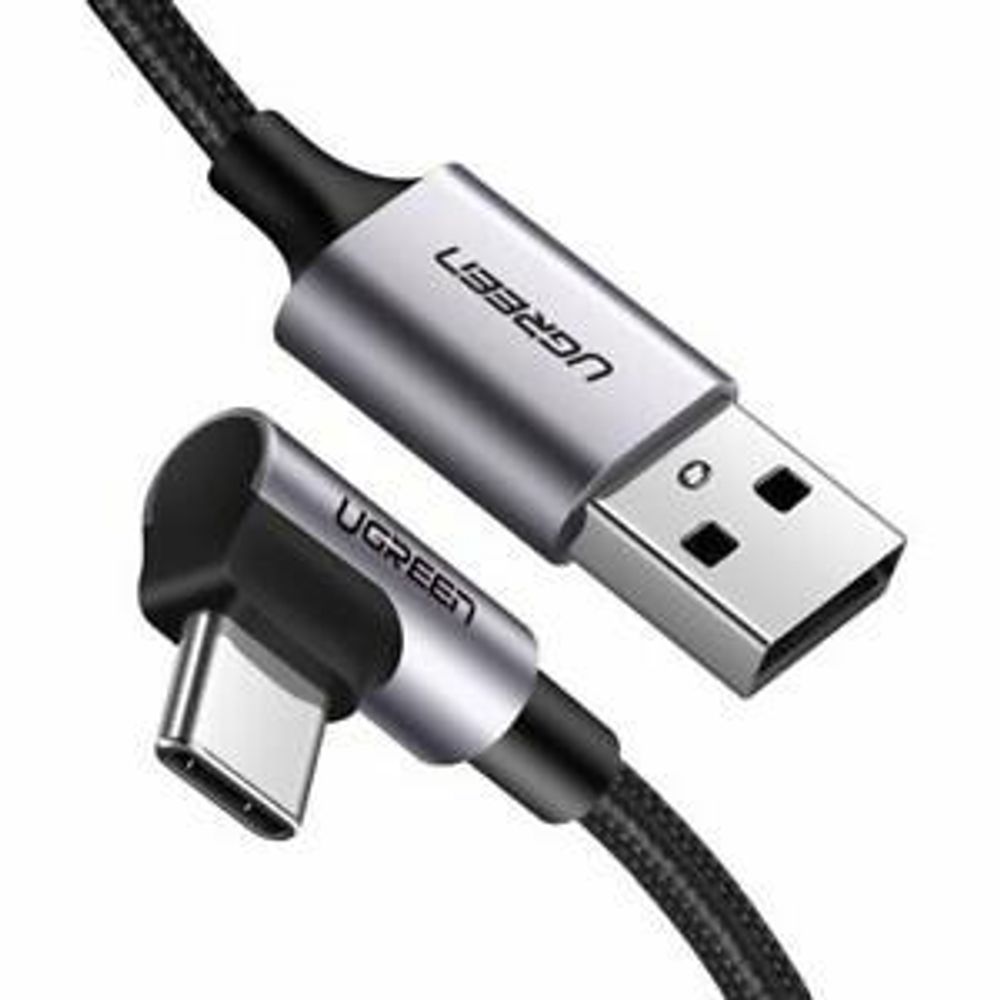 Cabo USB para USB-C 90 graus 1.0M Nylon US284 Preto - Ugreen