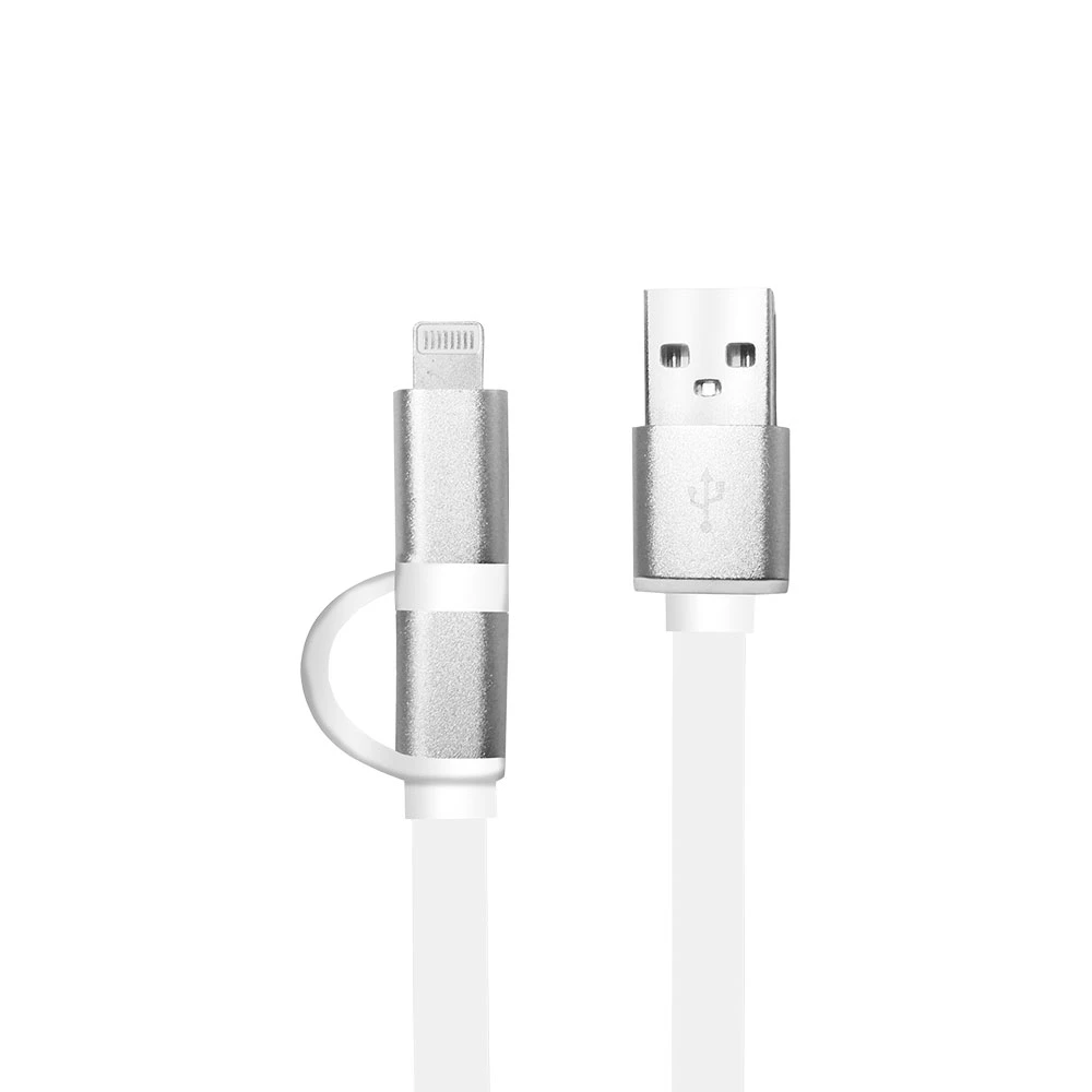 Cabo USB Argom 2 em 1 Lightning/Micro USB 1M  Branco ARG-CB-0058 Cabo USB Argom 2 em 1 Lightning/Micro USB 1M  Branco ARG-CB-0058