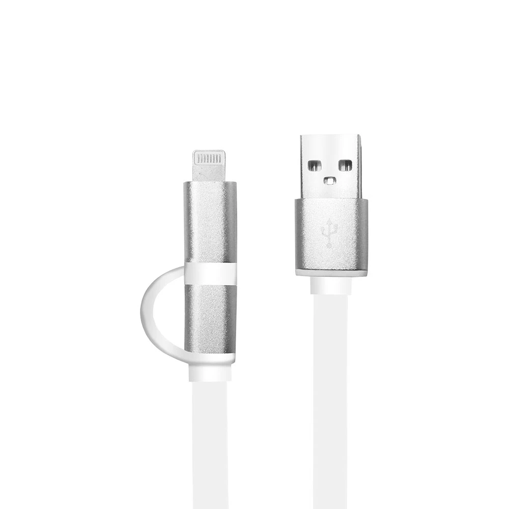 Cabo USB 2 em 1 Lightning/Micro USB 1M  Branco ARG-CB-0058 - Argom
