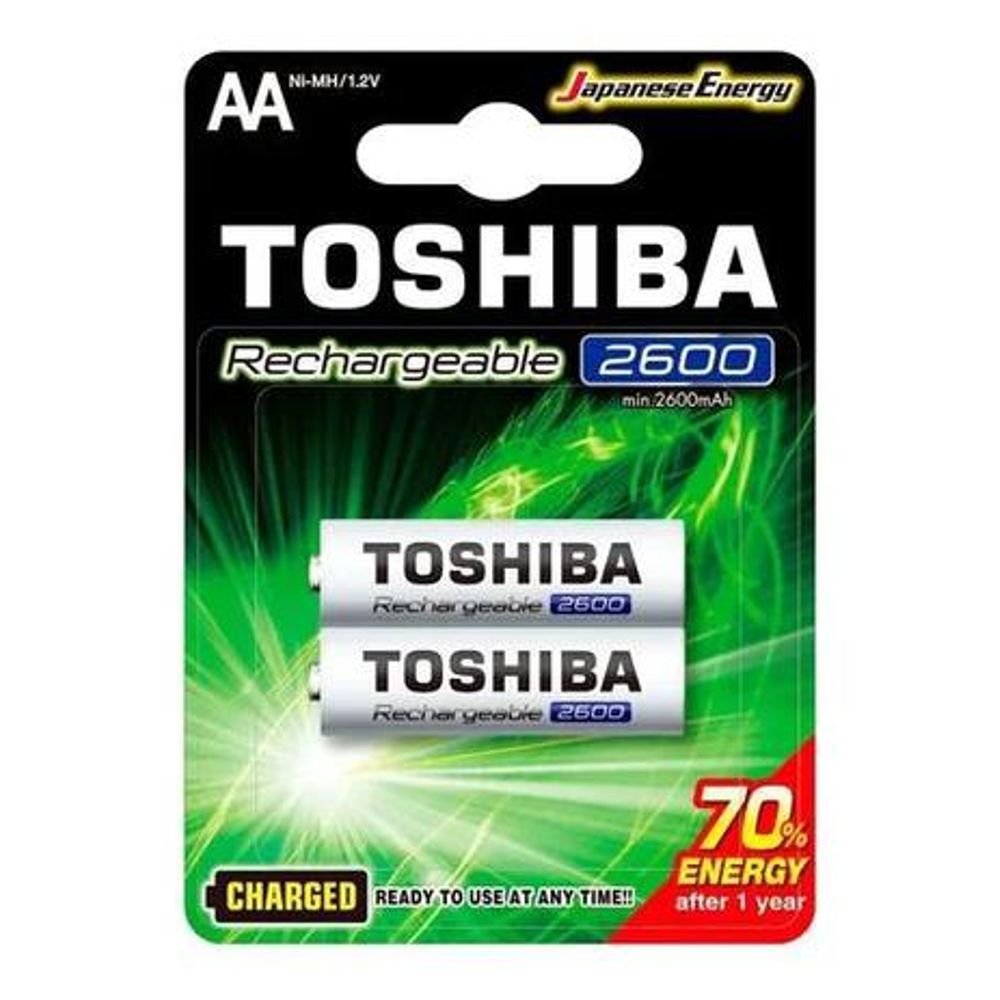Pilha Toshiba Recarregável AA com 2 Unidades 2600mAh TNH-6GAE BP-2C Pilha Toshiba Recarregável AA com 2 Unidades 2600mAh TNH-6GAE BP-2C