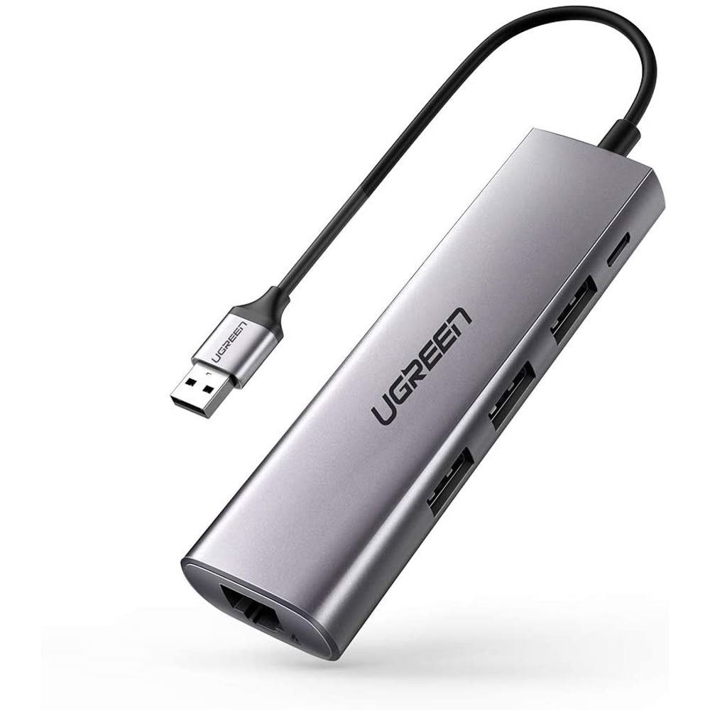 Adaptador USB 3.0 para  RJ45 Gigabit 10-100-1000 Cinza 3 USB 60812 - Ugreen