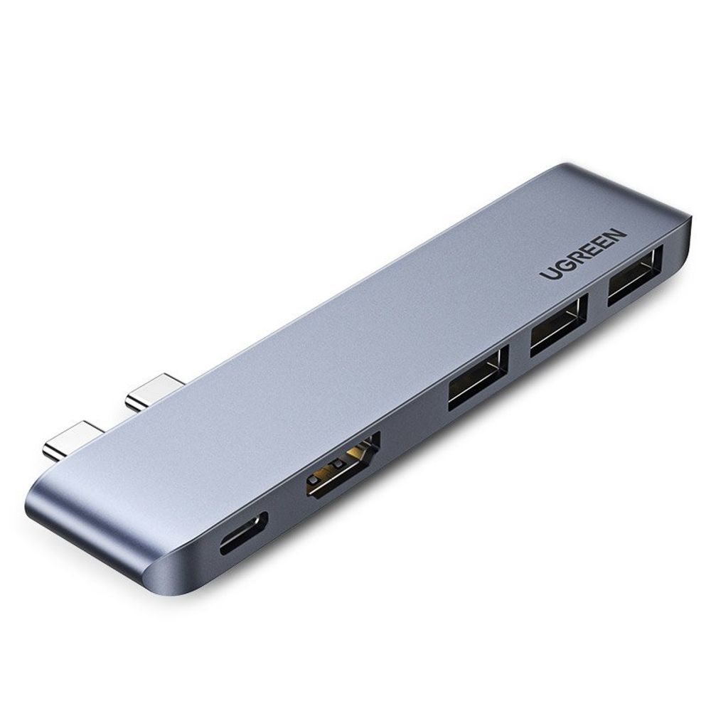 Adaptador USB Tipo-C Dual P/ HDMI+3USB CM251 Cinza - Ugreen