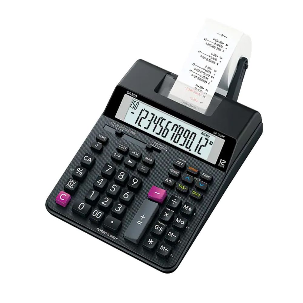 Calculadora de Impressao LCD 2 LINHAS Funcao Relogio e Calendario HR-150RC Preto - Casio