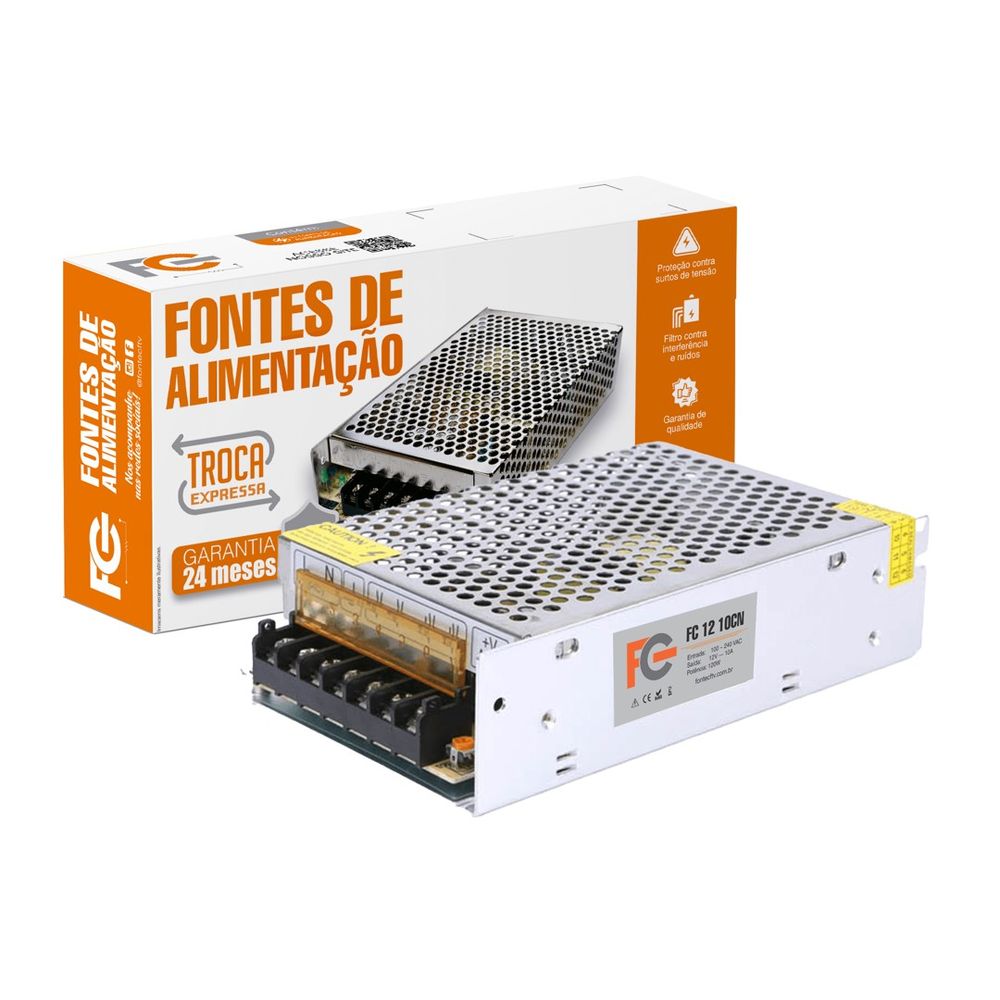Fonte Chaveada Colmeia 12V 10A 120W - Fonte CFTV Fonte Chaveada Colmeia 12V 10A 120W - Fonte CFTV
