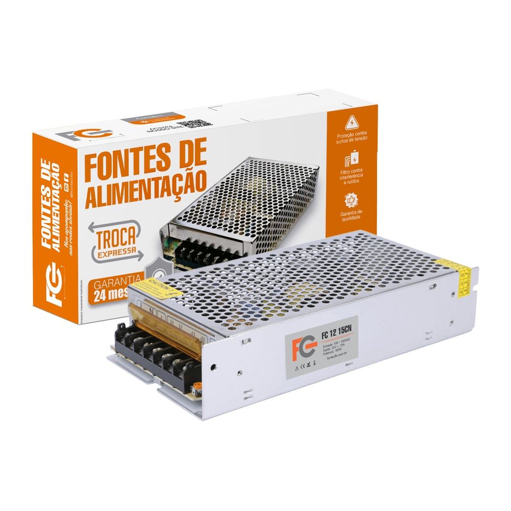 Fonte Chaveada Colmeia 12V 15A 180W - Fonte CFTV Fonte Chaveada Colmeia 12V 15A 180W - Fonte CFTV