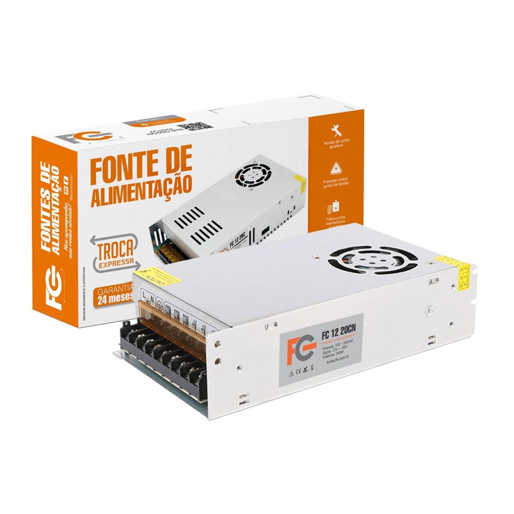 Fonte Chaveada Colmeia 12V 20A 240W - Fonte CFTV Fonte Chaveada Colmeia 12V 20A 240W - Fonte CFTV