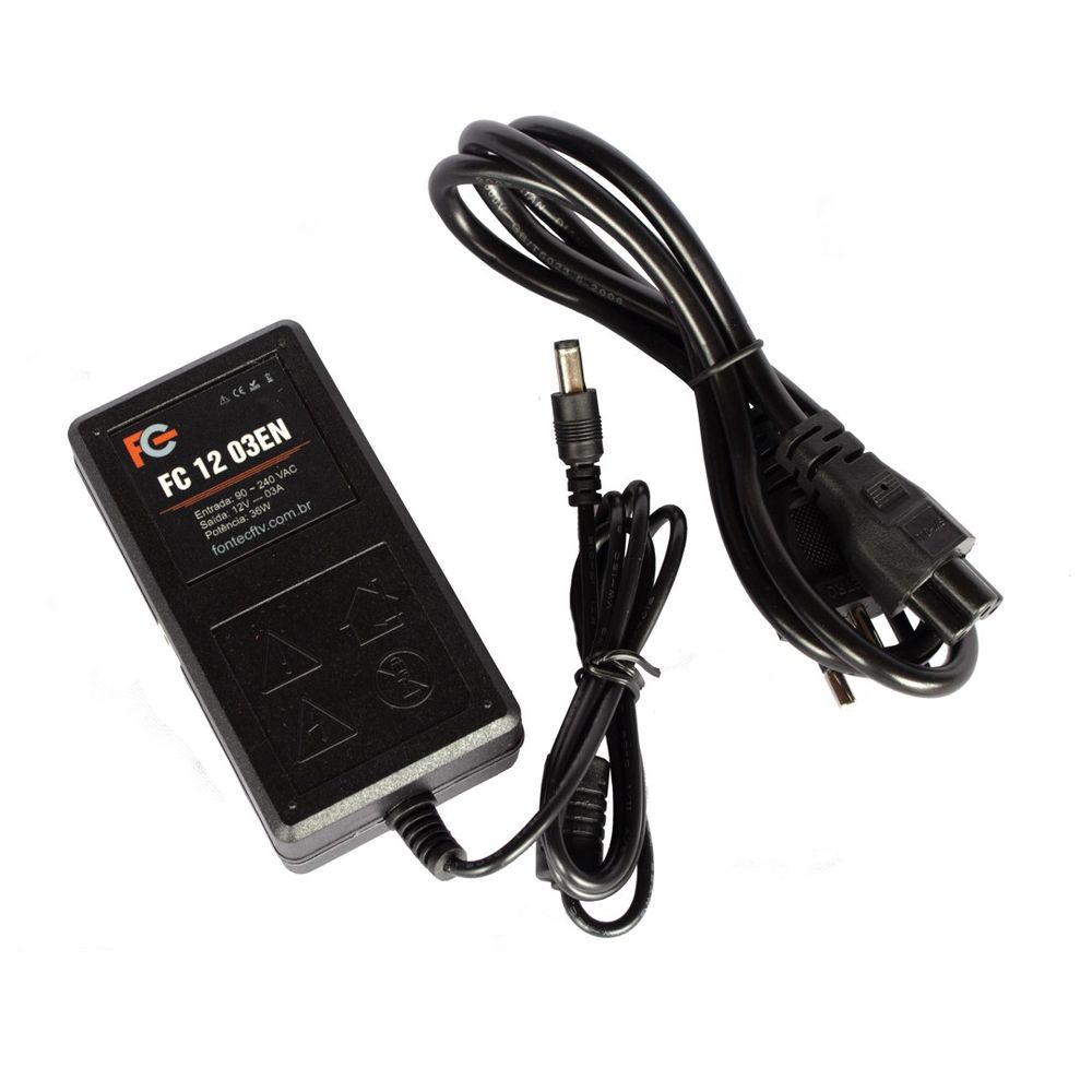 Fonte para Notebook 12V 03A 36W - Fonte CFTV Fonte para Notebook 12V 03A 36W - Fonte CFTV