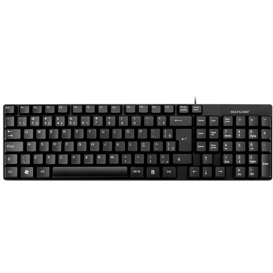 Teclado Multilaser USB Basico Slim Preto TC193