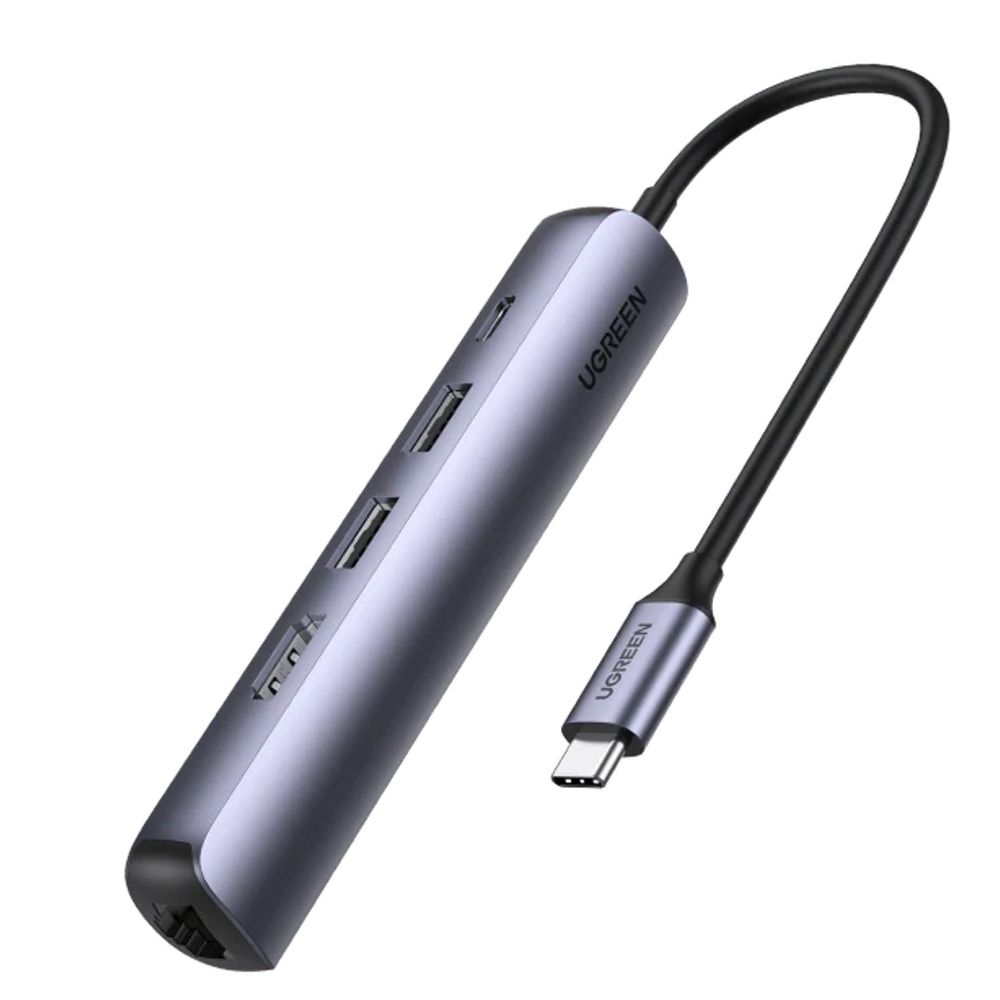 Adaptador USB-C para HDMI+2USB+RJ45+1USB Charge CM418 - Ugreen
