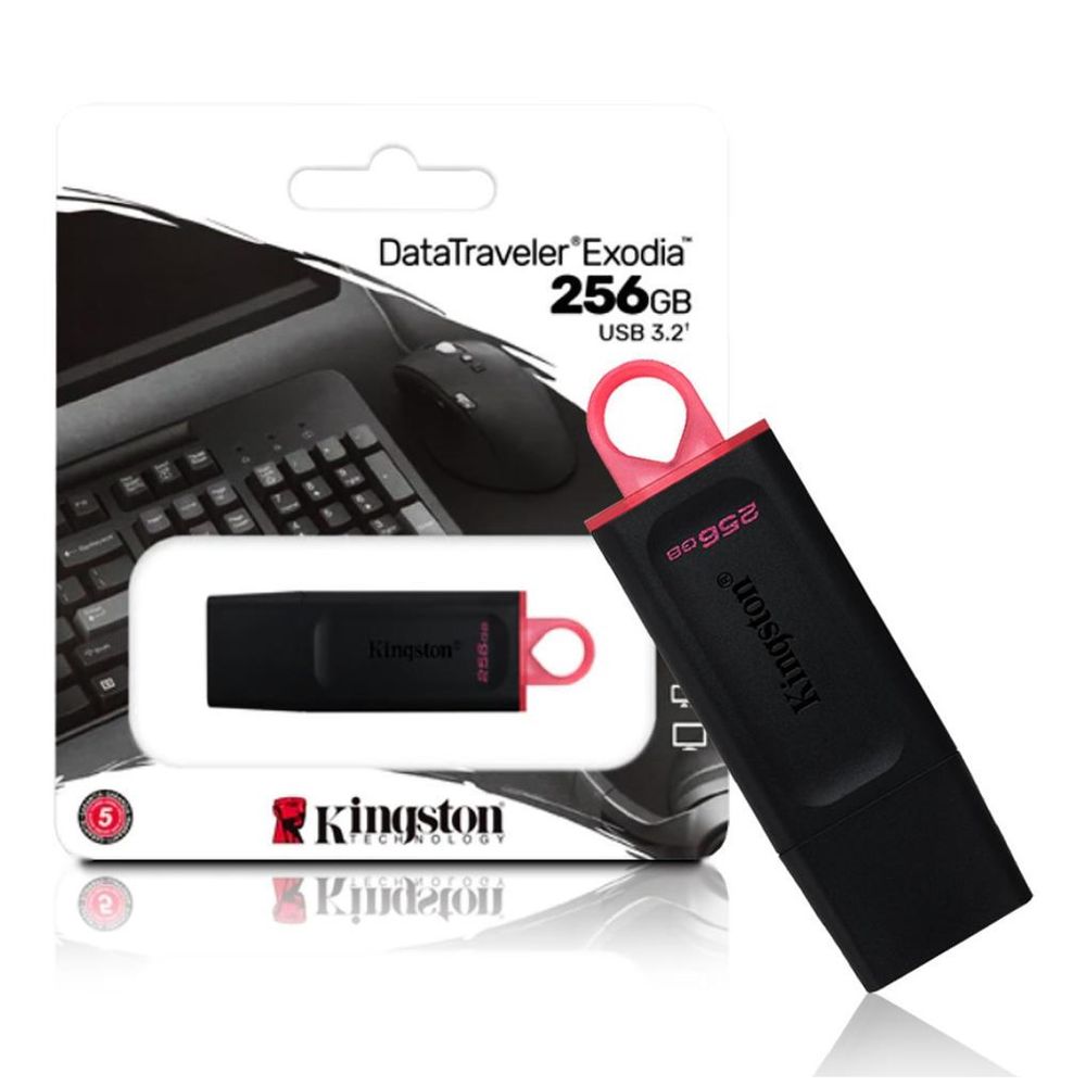 Pen Drive Kingston 256GB USB 3.2 Exodia DTX/256GB Preto/Vermelho Pen Drive Kingston 256GB USB 3.2 Exodia DTX/256GB Preto/Vermelho