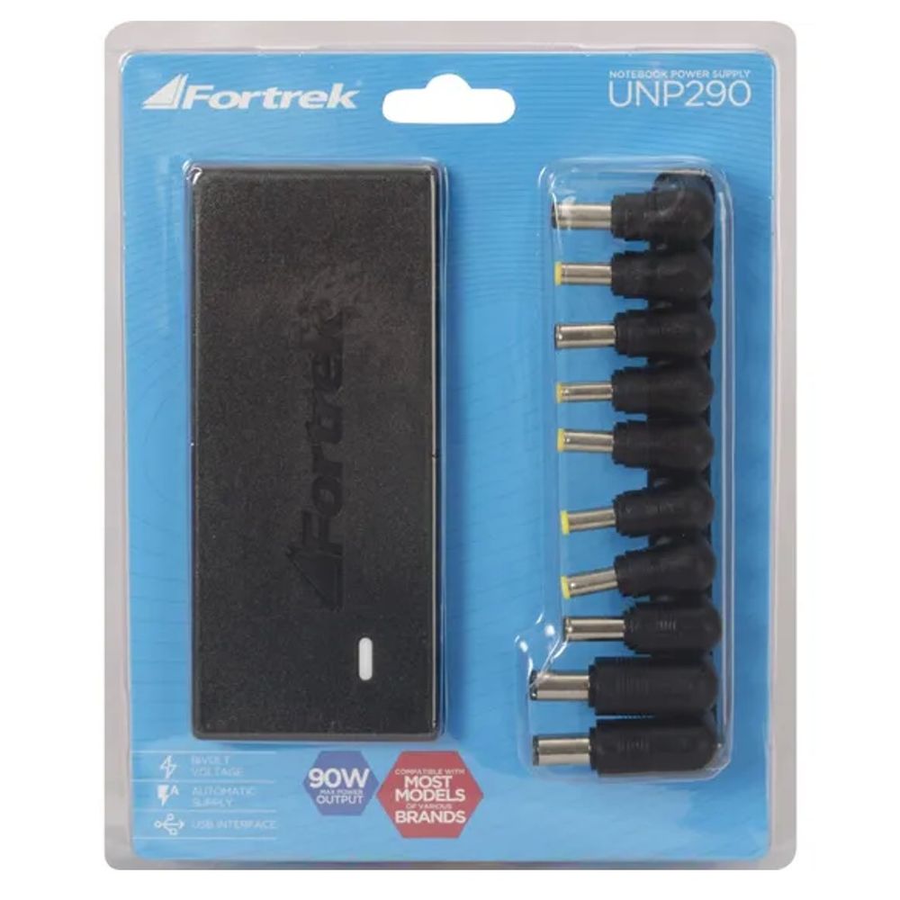 Fonte Universal Fortrek para Notebook 90W com 10 Pinos + 1USB