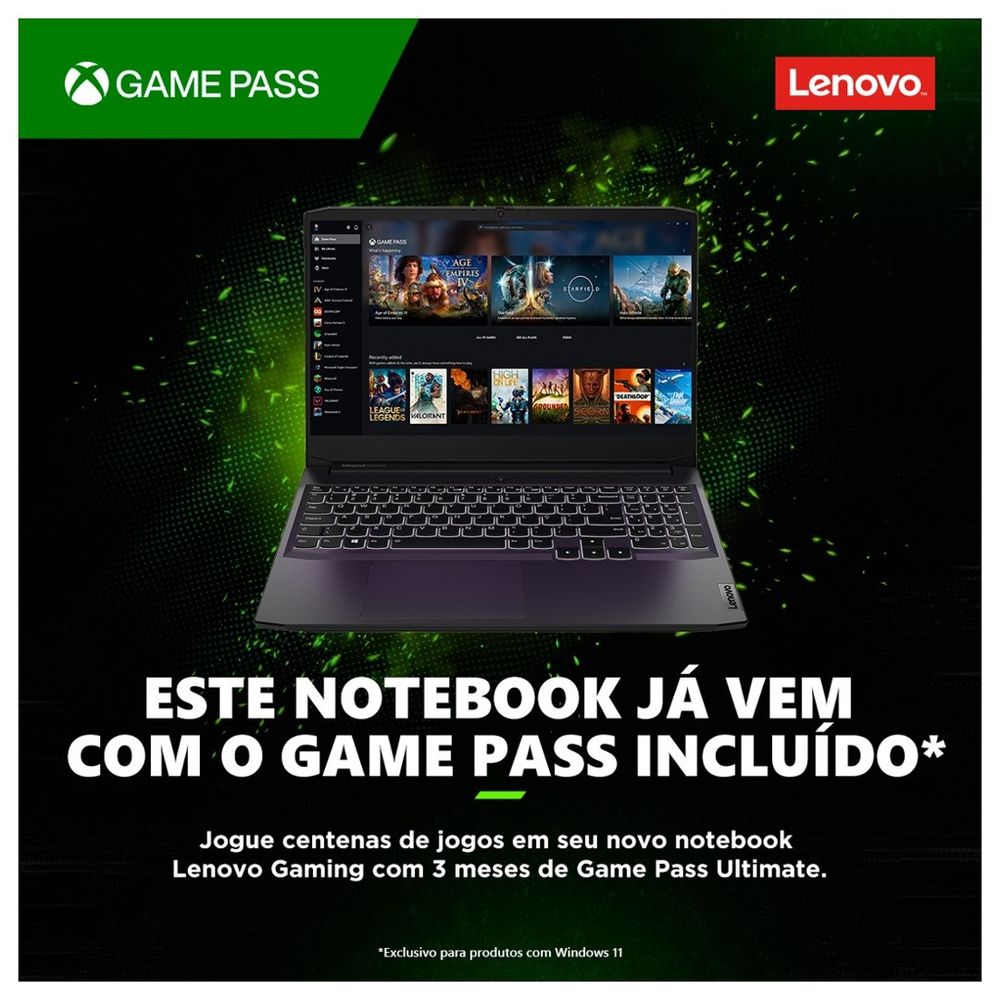 Notebook Ideapad Gaming 3I I5 2.6GHz 8GB 512SSD 15.6 Geforce GTX-1650  82MG0009BR Windows 11 Lenovo - Info Store - Prod