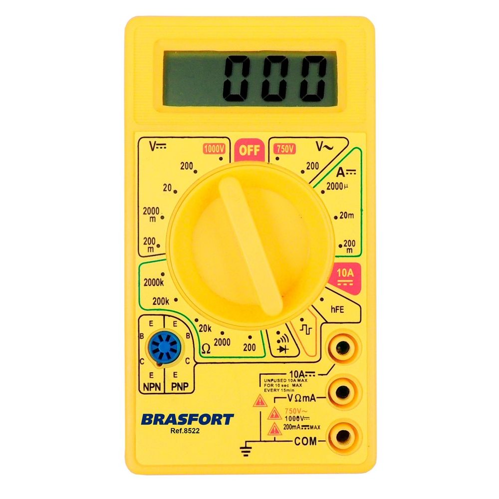 Multimetro Digital DT830 Amarelo - Brasfort Multimetro Digital DT830 Amarelo - Brasfort