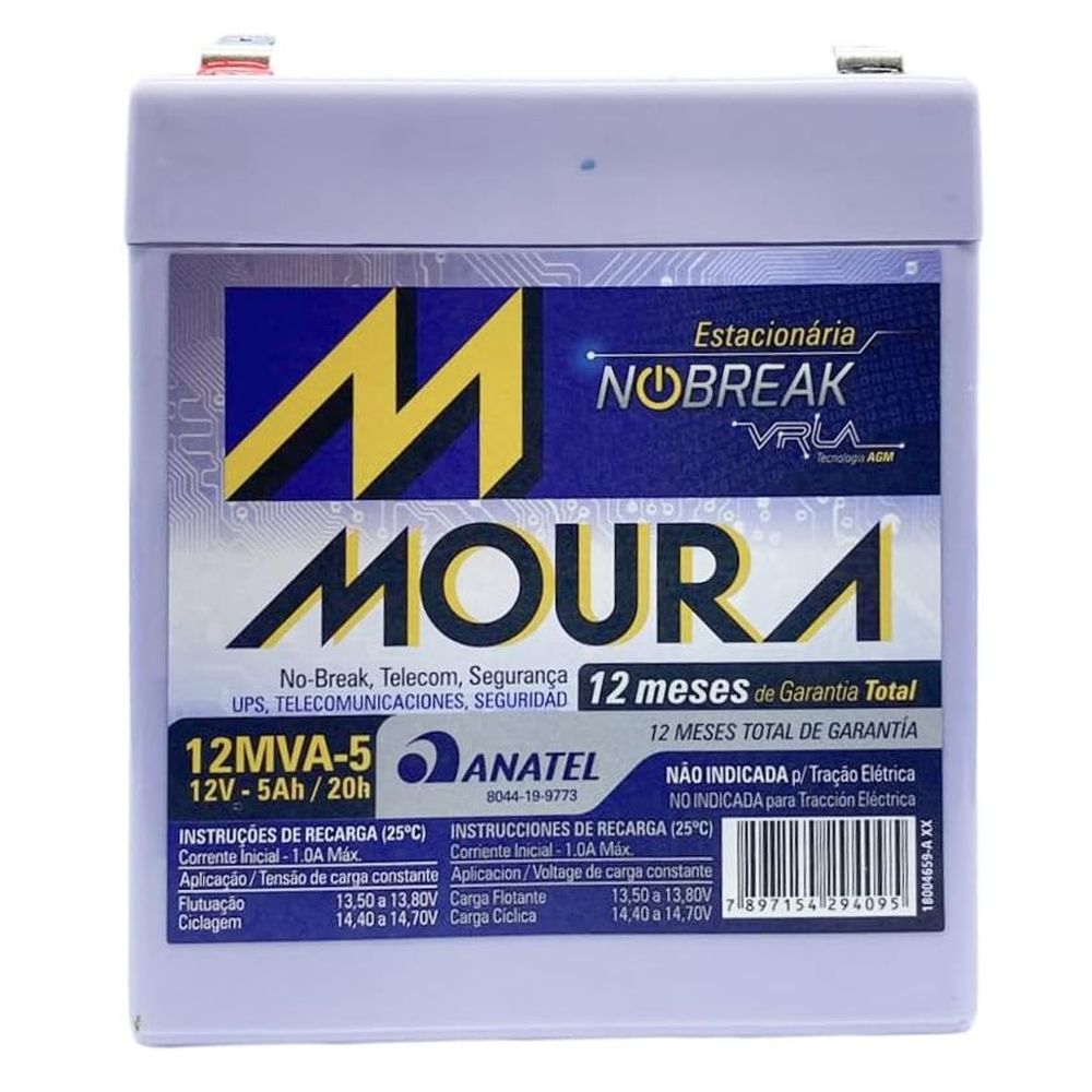Bateria para Nobreak VRLA 12V 5Ah 12MVA-5 - Moura