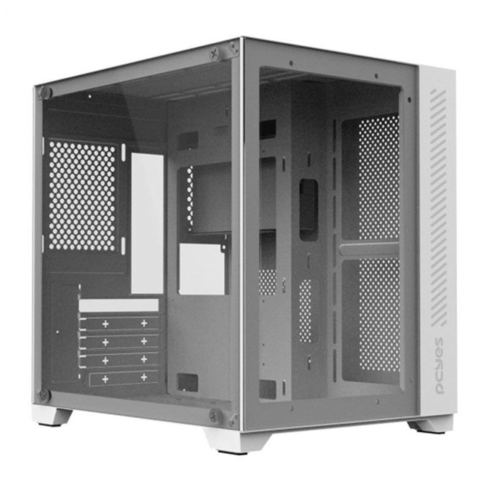 Gabinete Gamer Mid Tower mATX Lateral e Frontal em Vidro Forcefield White Ghost - PCYES