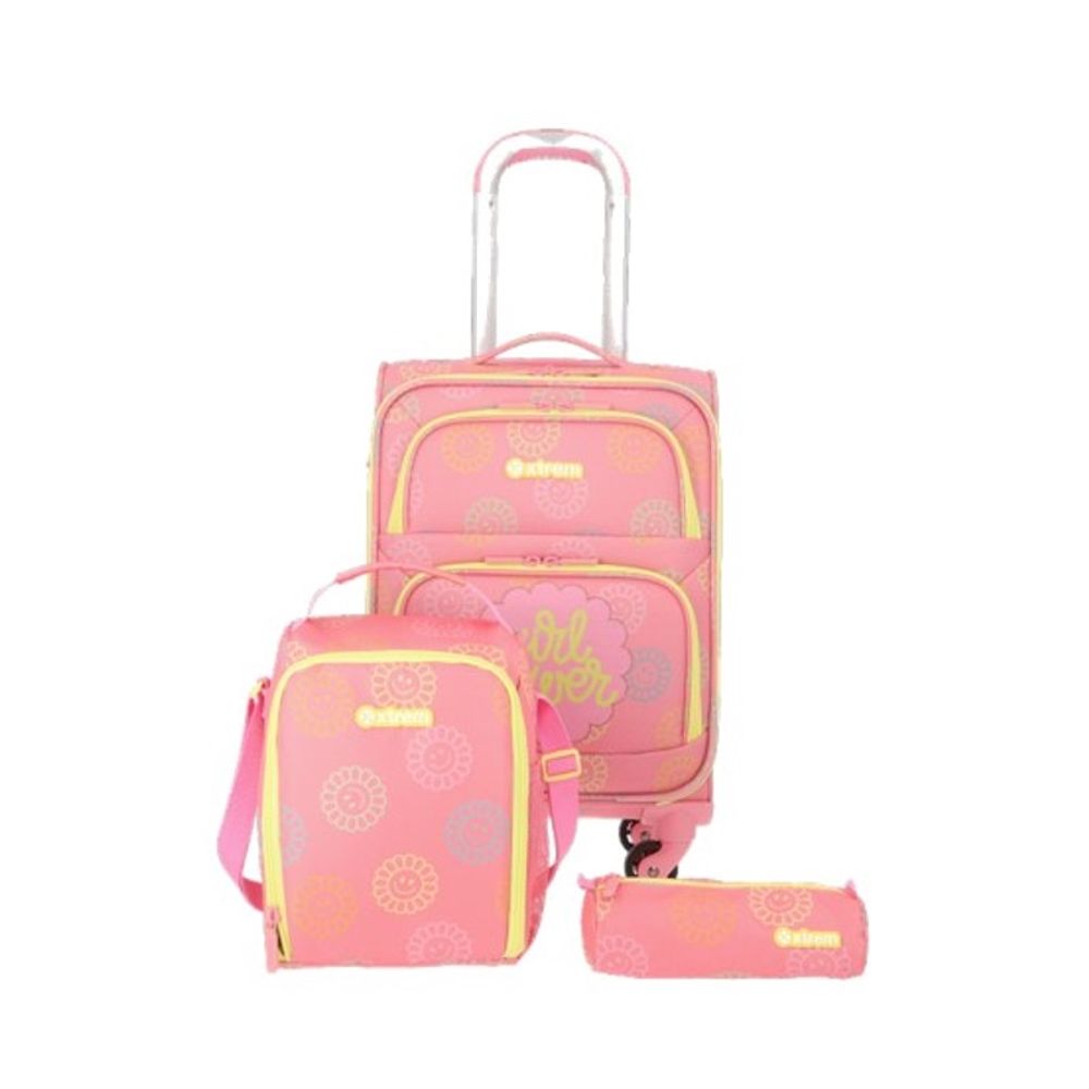 Mochila com Rodas Infantil Speedy Pack 3 Pecas Rosa - Xtrem