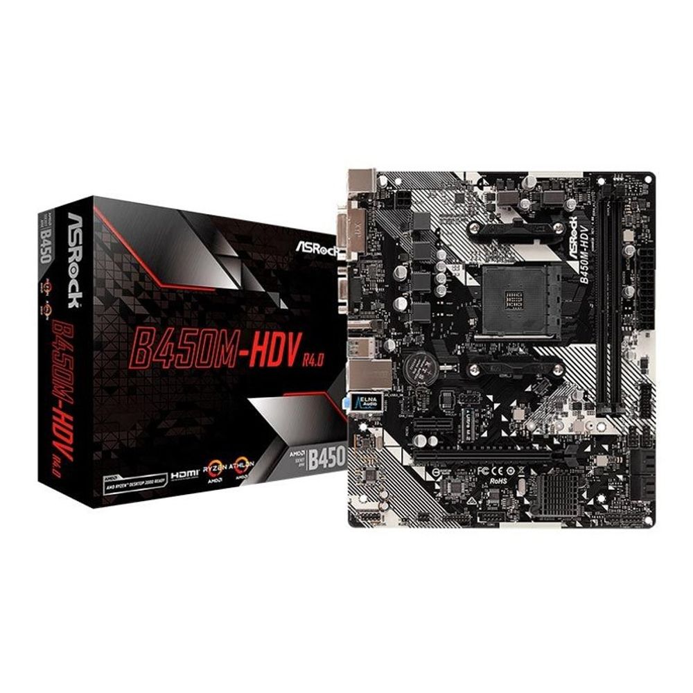 Placa Mae Micro ATX AMD AM4 B450 DDR4 B450M-HDV R4.0 - AsRock