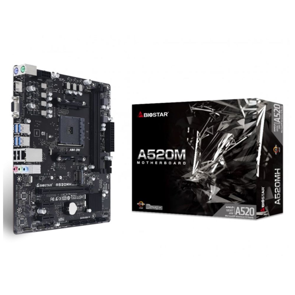 Placa Mãe Micro ATX AMD A520 AM4 2DDR4 A520MH - Biostar