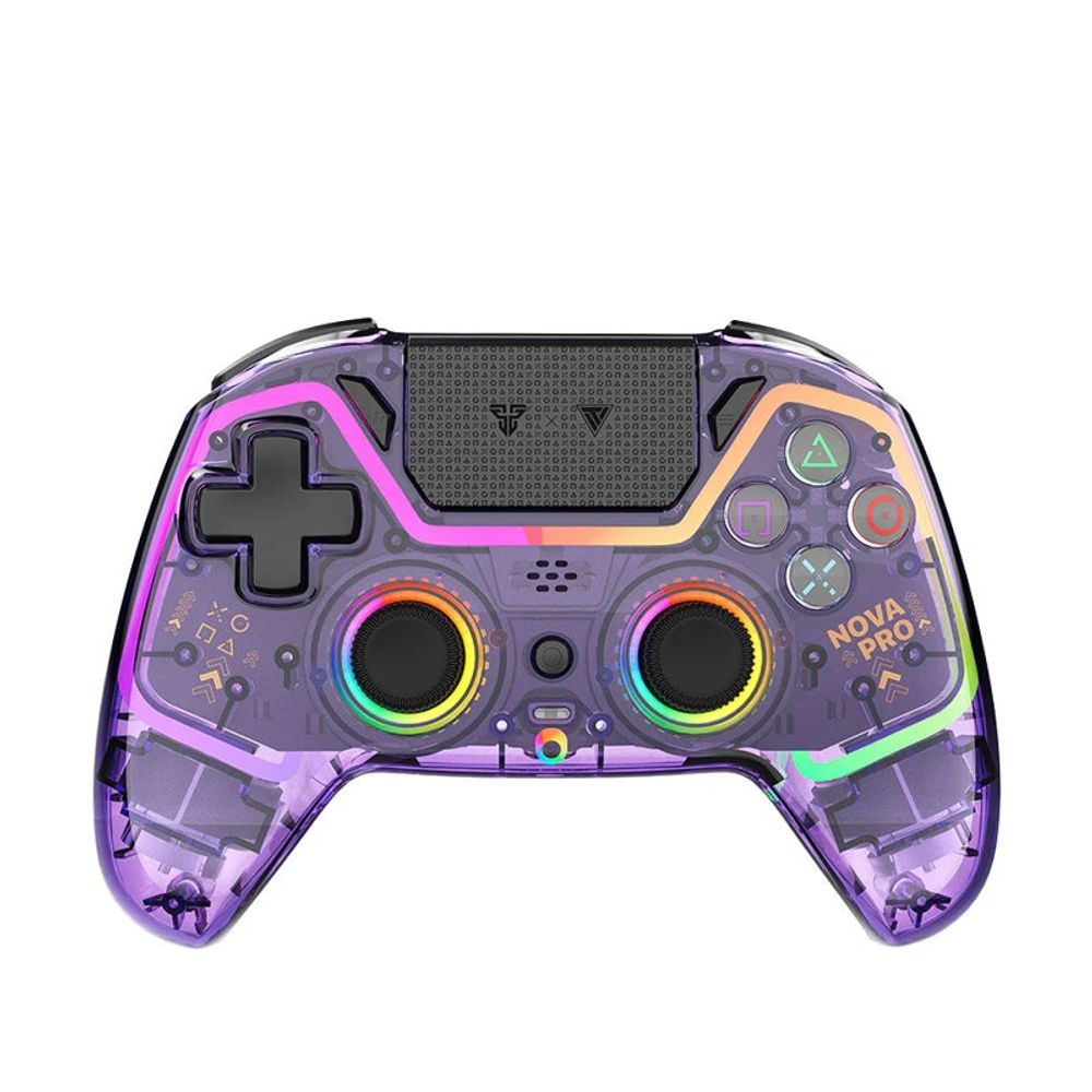 Controle sem fio Fantech para PC/PS3/PS4 BT Nova Pro RGB Roxo