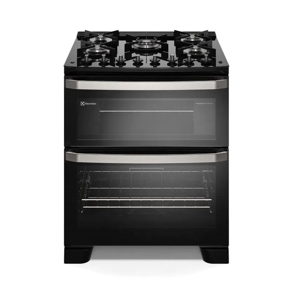 Fogão Electrolux 5 Bocas Experience com Mesa de Vidro, Duplo Forno e PerfectCook360 FE5DP 127V Preto