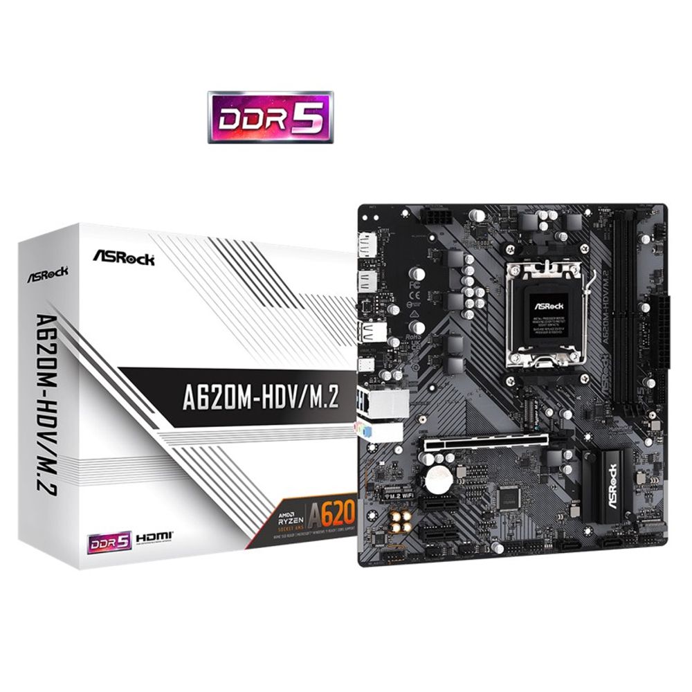 Placa Mãe ASRock Micro ATX para AMD AM5 A620 2DDR5