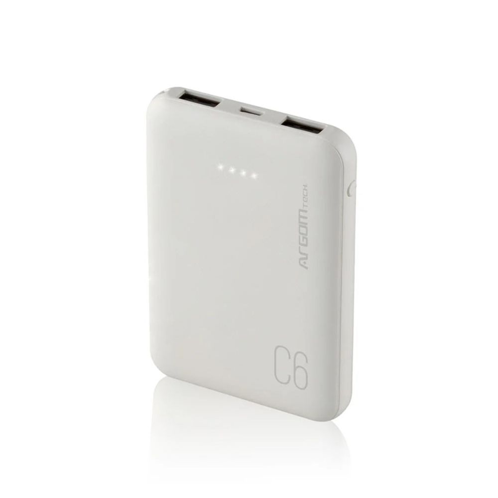 Carregador Portátil Argom USB / MicroUSB 6000 MAH  Branco C6
