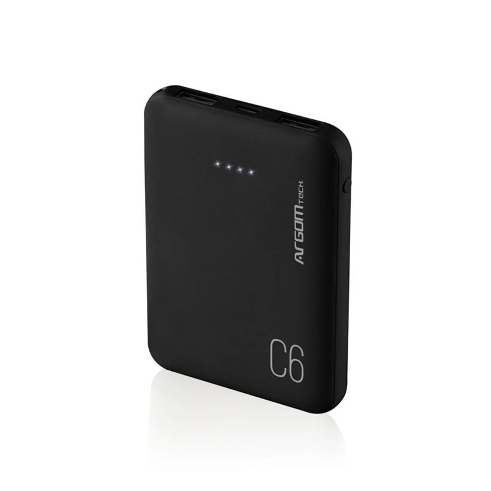 Carregador Portátil Argom USB/MicroUSB 6000MAH C6 Preto