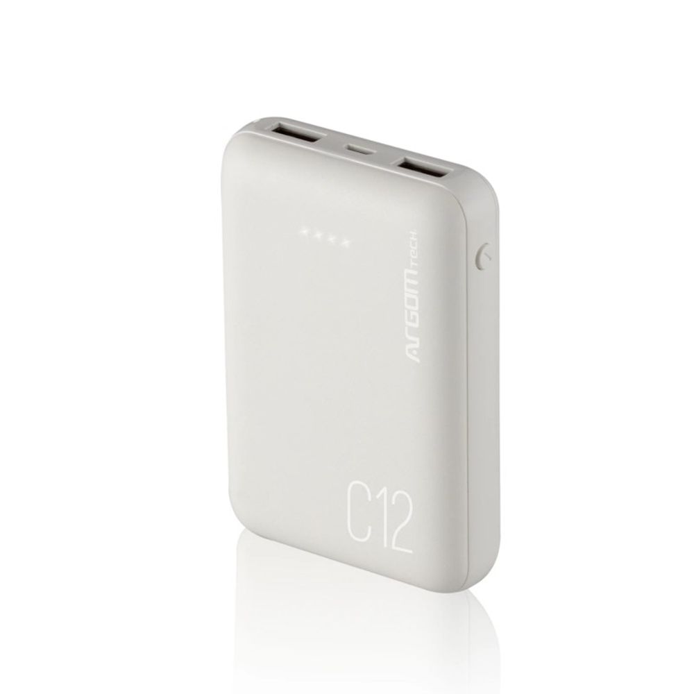 Carregador Portátil Argom USB / MicroUSB 12000 MAH C12 Branco