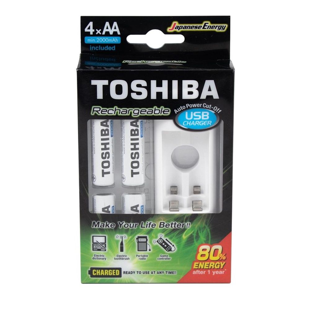 Carregador Toshiba Pilhas AA/AAA com 4 Uni AA 73205 Carregador Toshiba Pilhas AA/AAA com 4 Uni AA 73205