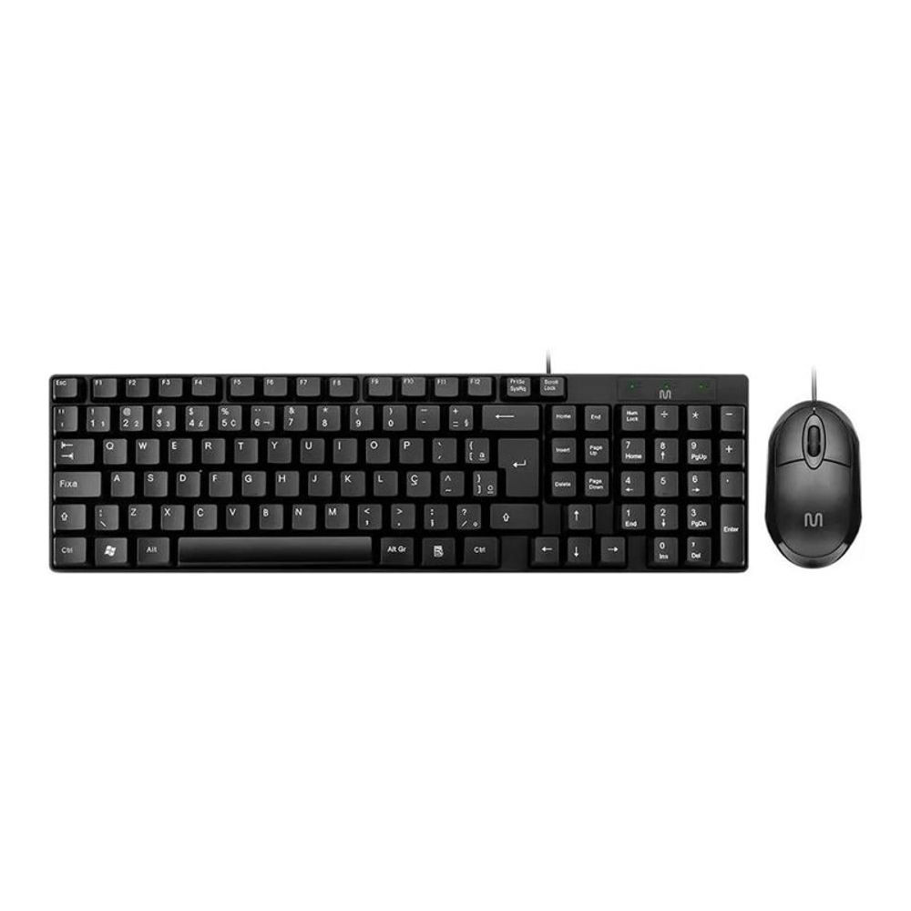 Kit Teclado e Mouse Multilaser USB 1200dpi ABNT2 TC309 Preto
