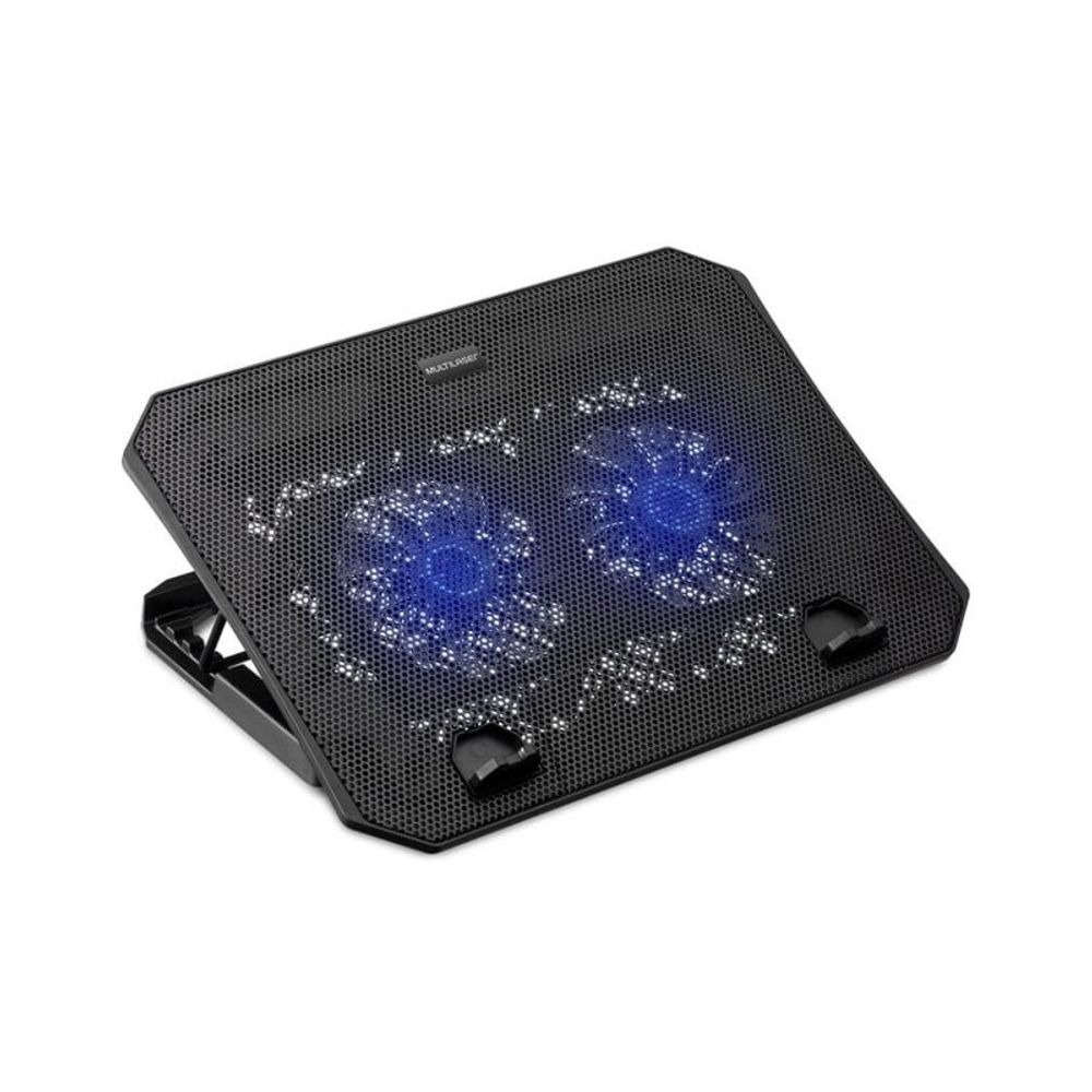 Base Multilaser para Notebook Dual Cooler Led Azul AC392 Base Multilaser para Notebook Dual Cooler Led Azul AC392