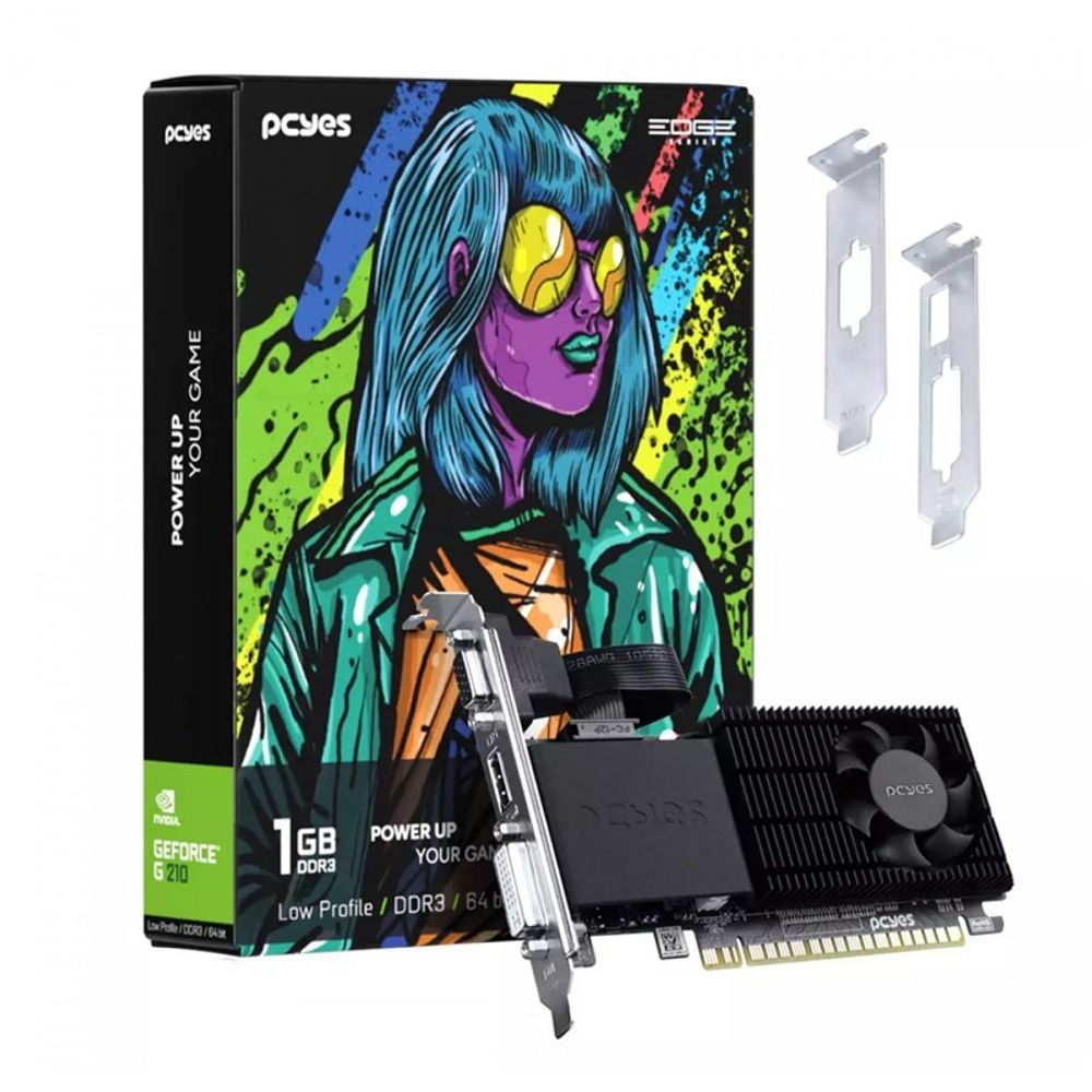 Placa de Vídeo PCYes Nvidia GeForce G 210 1GB DDR3 PPE210DR3SFBR