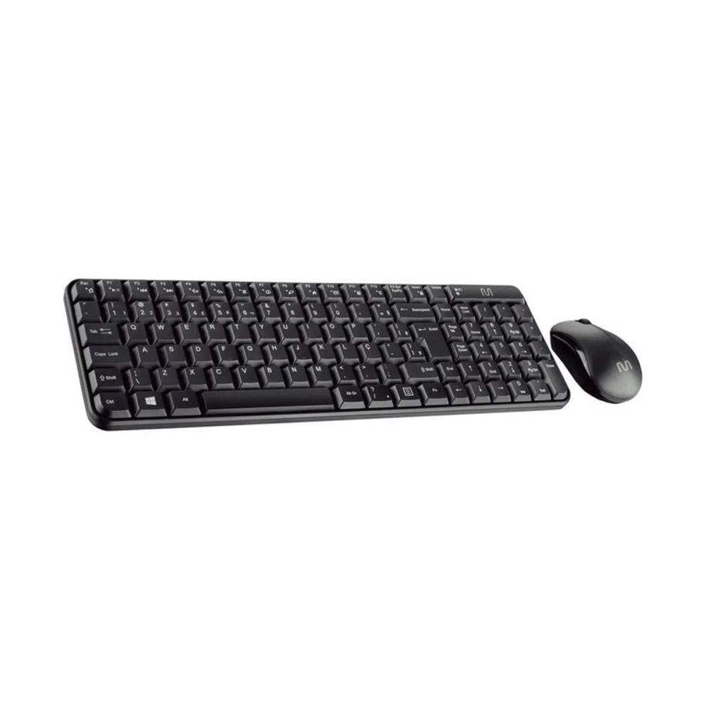 Kit Teclado e Mouse Multilaser sem fio CS200 Compacto ABNT2 TC183 Preto