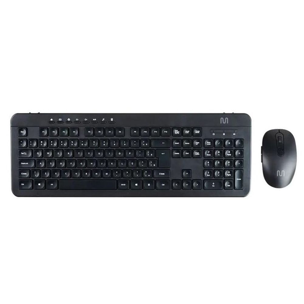 Kit Teclado e Mouse Multilaser sem fio CS1000 Silent Recarregável ABNT2 TC250 Preto
