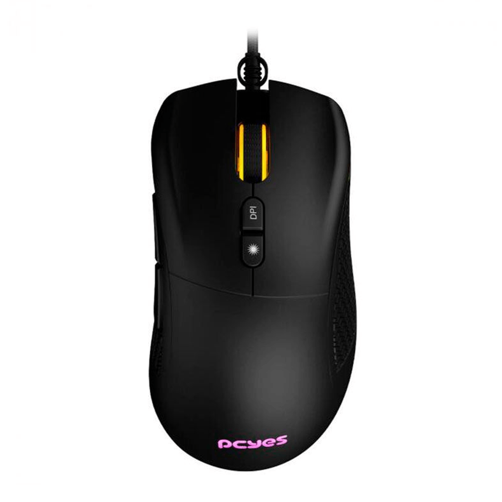 Mouse Gamer PCYes USB Gaius RGB 12400DPI 7 Botões Preto