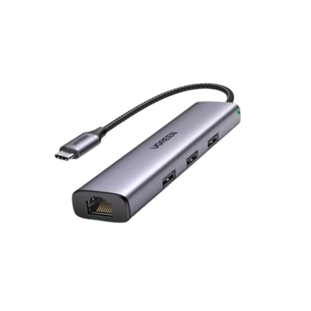 Adaptador Ugreen USB-C 3.1 para RJ45 Gigabit + USB CM475 Cinza Adaptador Ugreen USB-C 3.1 para RJ45 Gigabit + USB CM475 Cinza