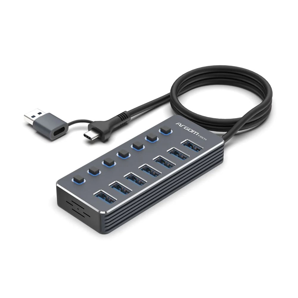 Switch Argom USB-A/C 3.0 7 Portas One Axess Cinza Switch Argom USB-A/C 3.0 7 Portas One Axess Cinza