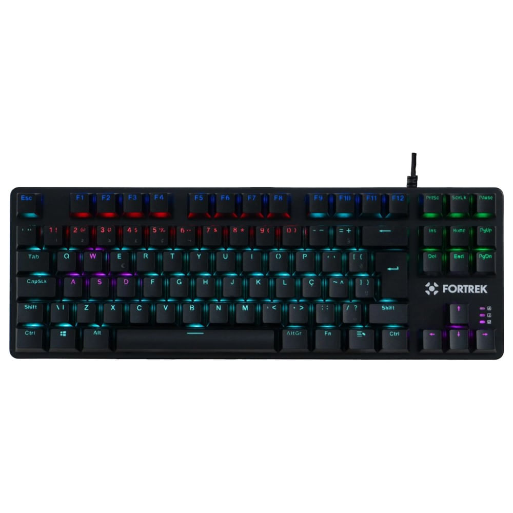 Teclado Fortrek USB Gamer Mecanico Black Hawk RGB Compacto