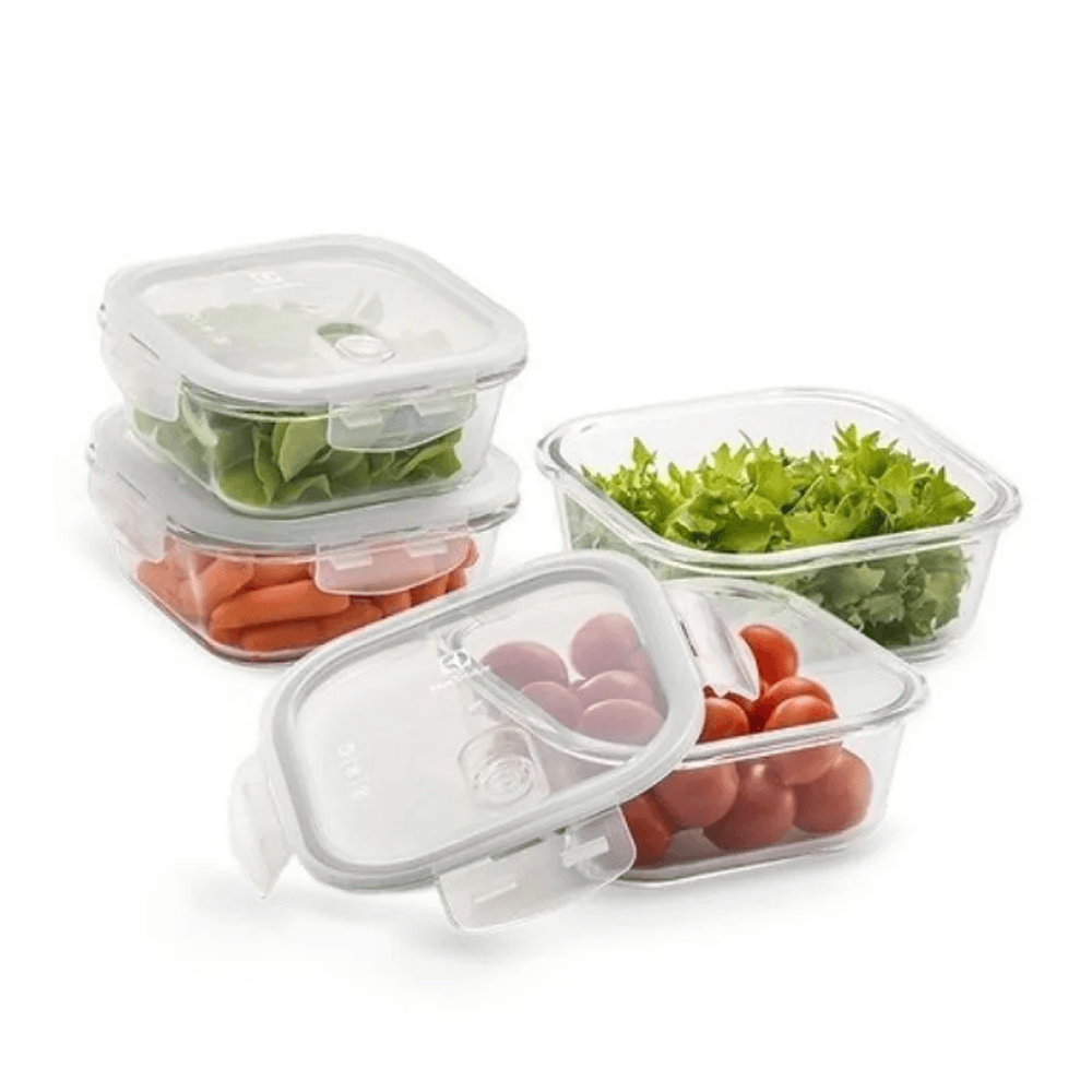 Potes Hérmeticos de Vidro Quadrados Com 4 Unidades - Electrolux Potes Hérmeticos de Vidro Quadrados Com 4 Unidades - Electrolux