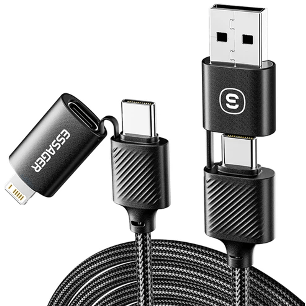 Cabo 4 em 1 USB-A/USB-C para USB-C/Lightning 1M 65W EXC65-XL01-P Preto - Essager
