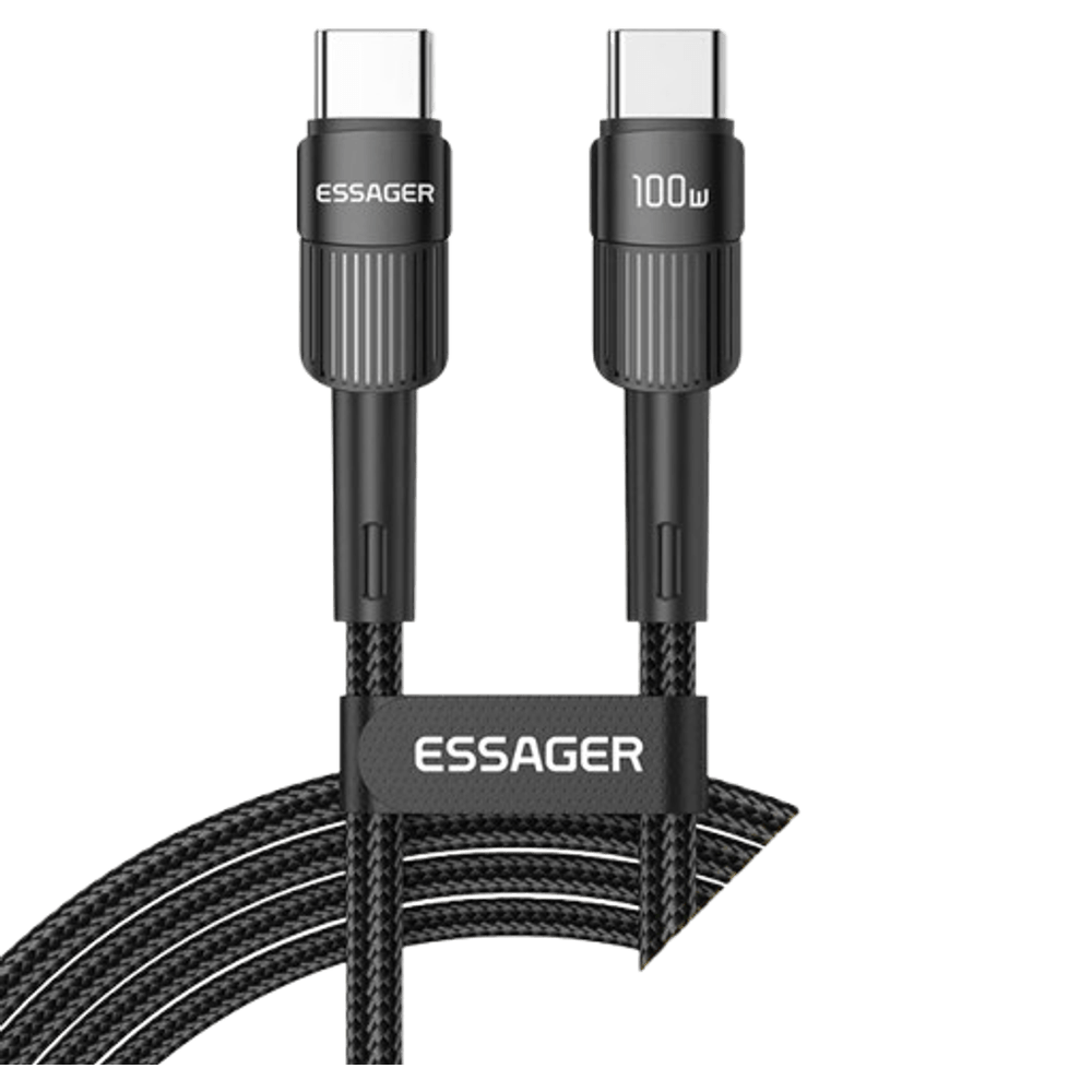 Cabo USB-C para USB-C 2.0M Nylon 100W EXCTT1-XCA01 Preto - Essager