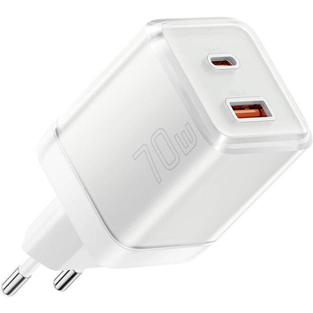 Carregador de Viagem Essager Rápido 70W 2 em 1 USB/USB-C Branco Carregador de Viagem Essager Rápido 70W 2 em 1 USB/USB-C Branco